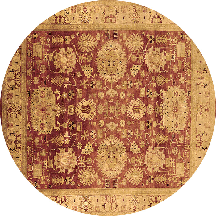 Round Oriental Brown Traditional Rug, urb1058brn
