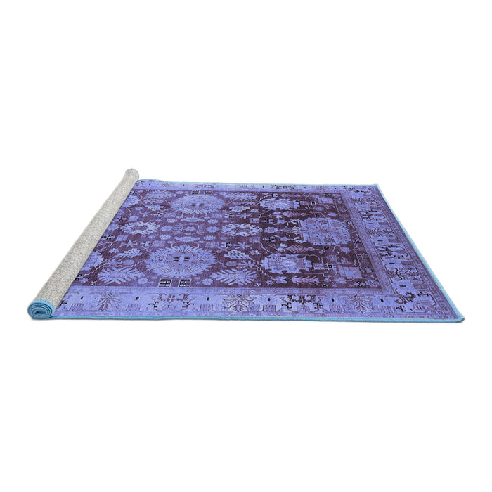 Sideview of Machine Washable Oriental Blue Traditional Rug, wshurb1058blu
