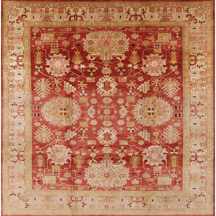 Square Mid-Century Modern Brown Sand Brown Oriental Rug, urb1058