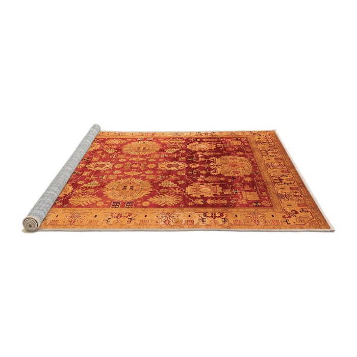 Sideview of Machine Washable Oriental Orange Traditional Area Rugs, wshurb1058org