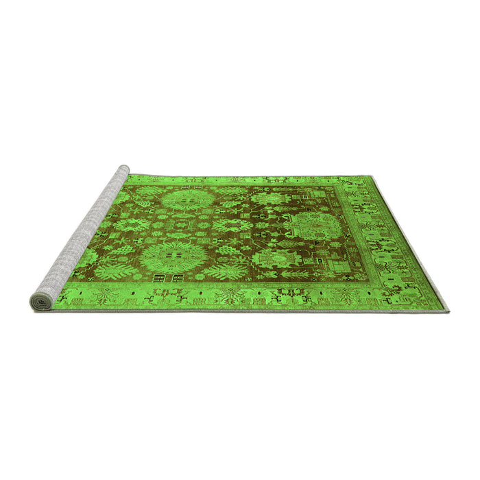 Sideview of Machine Washable Oriental Green Traditional Area Rugs, wshurb1058grn