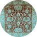 Round Oriental Light Blue Traditional Rug, urb1058lblu