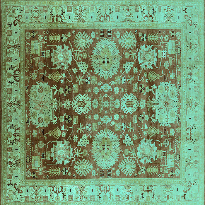 Square Oriental Turquoise Traditional Rug, urb1058turq