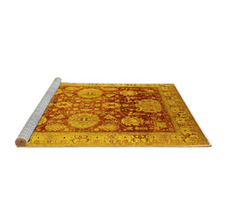 Sideview of Machine Washable Oriental Yellow Traditional Rug, wshurb1058yw