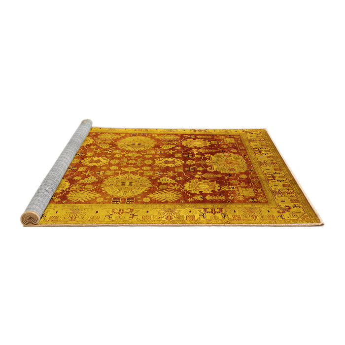 Sideview of Machine Washable Oriental Yellow Traditional Rug, wshurb1058yw