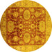 Round Oriental Yellow Traditional Rug, urb1058yw