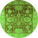 Round Oriental Green Traditional Rug, urb1058grn
