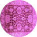 Round Machine Washable Oriental Purple Traditional Area Rugs, wshurb1058pur