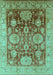 Machine Washable Oriental Turquoise Traditional Area Rugs, wshurb1058turq