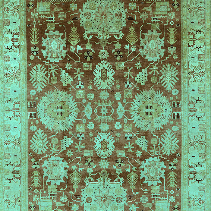 Machine Washable Oriental Turquoise Traditional Area Rugs, wshurb1058turq