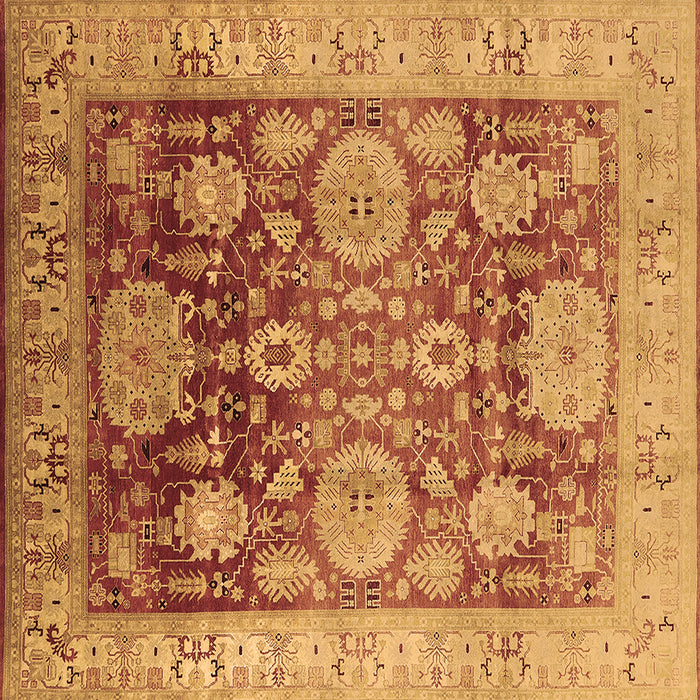 Square Machine Washable Oriental Brown Traditional Rug, wshurb1058brn