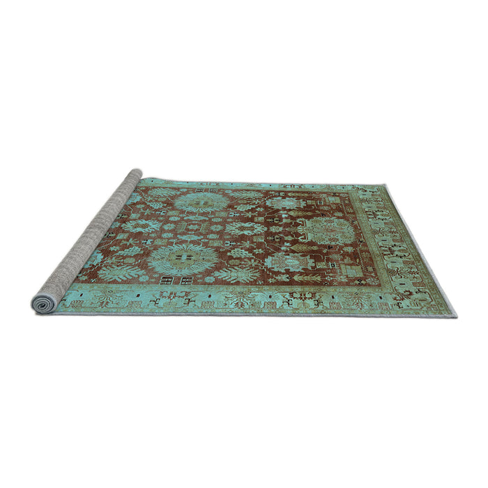 Sideview of Machine Washable Oriental Light Blue Traditional Rug, wshurb1058lblu