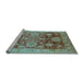 Sideview of Machine Washable Oriental Light Blue Traditional Rug, wshurb1058lblu