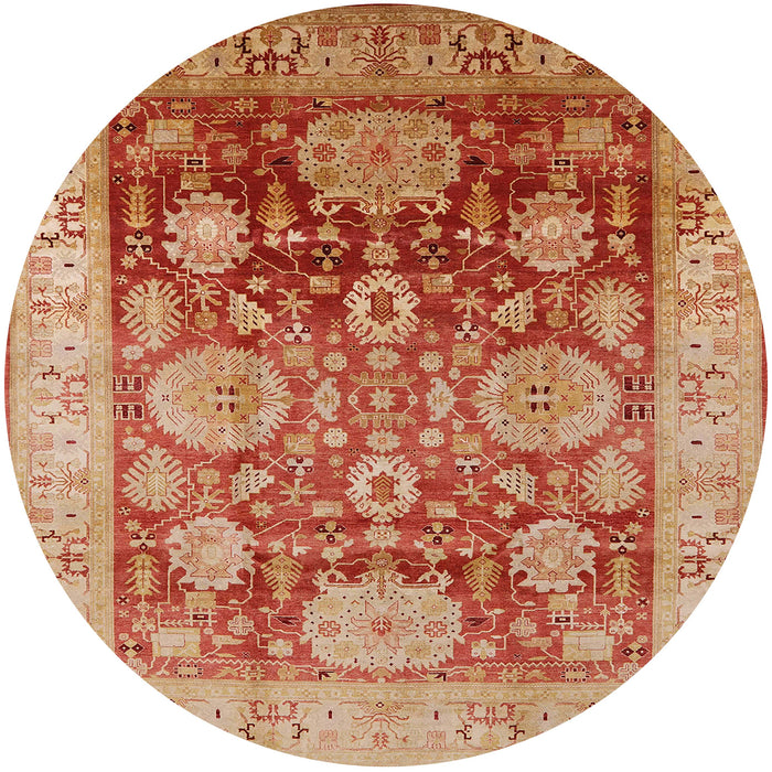 Round Mid-Century Modern Brown Sand Brown Oriental Rug, urb1058