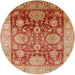 Round Mid-Century Modern Brown Sand Brown Oriental Rug, urb1058
