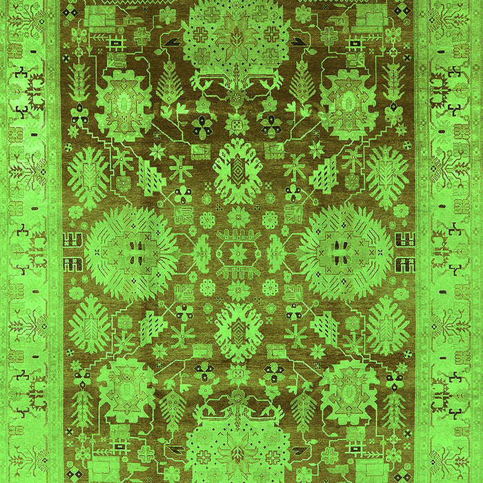 Machine Washable Oriental Green Traditional Area Rugs, wshurb1058grn
