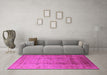 Machine Washable Oriental Pink Traditional Rug in a Living Room, wshurb1059pnk