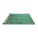 Sideview of Machine Washable Oriental Turquoise Traditional Area Rugs, wshurb1059turq