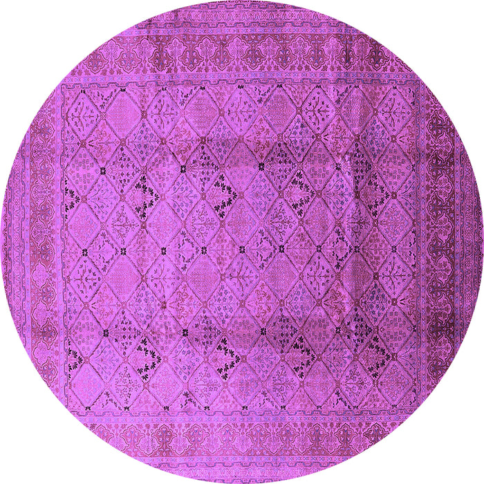 Round Machine Washable Oriental Purple Traditional Area Rugs, wshurb1059pur