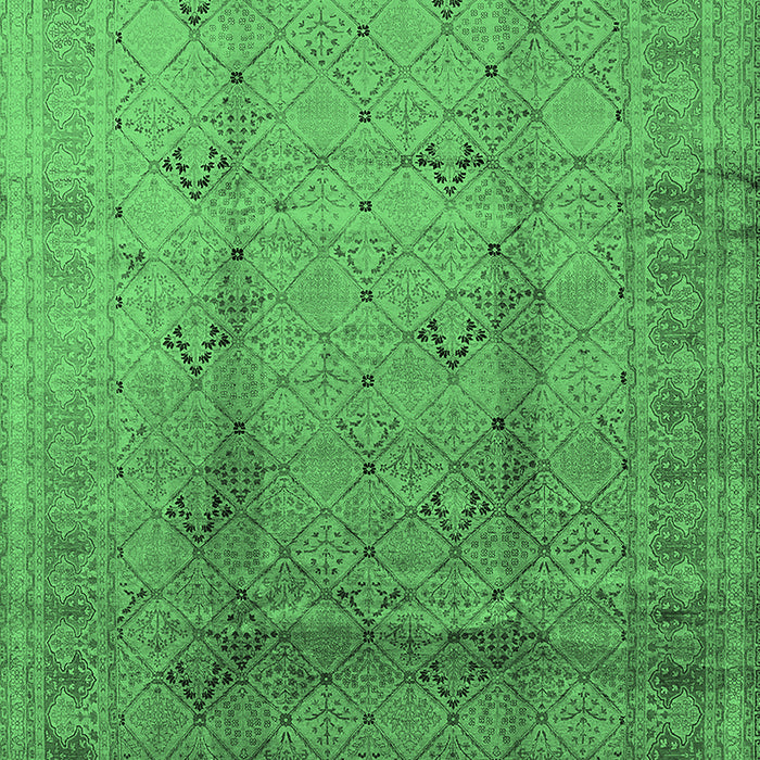 Machine Washable Oriental Emerald Green Traditional Area Rugs, wshurb1059emgrn