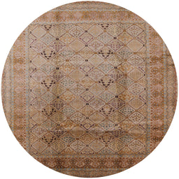 Round Machine Washable Industrial Modern Light Copper Gold Rug, wshurb1059