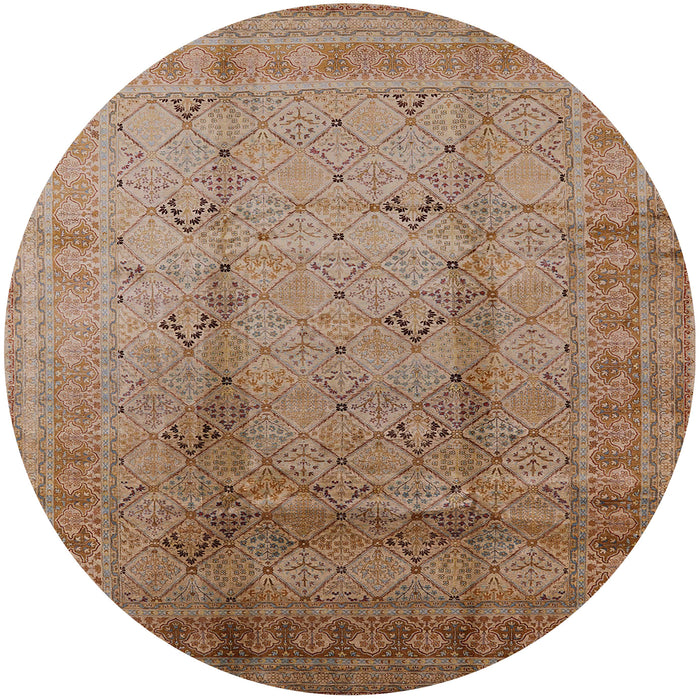 Round Machine Washable Industrial Modern Light Copper Gold Rug, wshurb1059