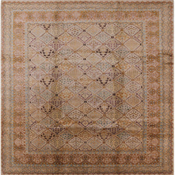 Square Mid-Century Modern Light Copper Gold Oriental Rug, urb1059