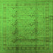 Square Machine Washable Oriental Green Traditional Area Rugs, wshurb1059grn