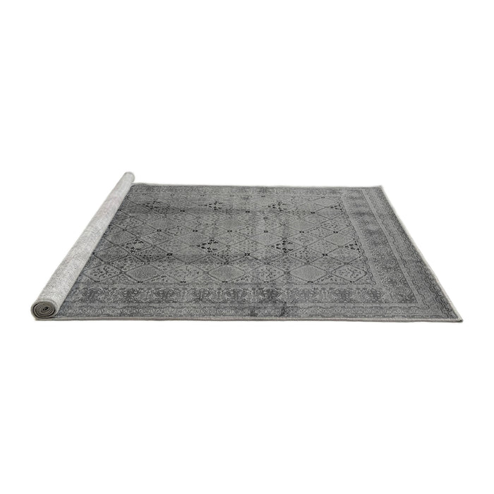 Sideview of Machine Washable Oriental Gray Traditional Rug, wshurb1059gry