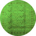 Round Oriental Green Traditional Rug, urb1059grn