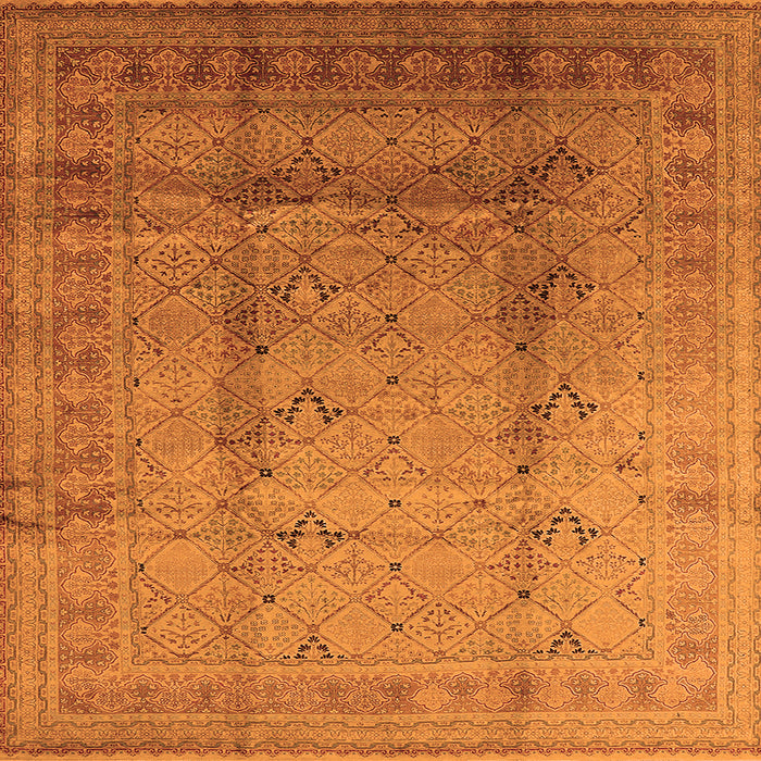 Square Machine Washable Oriental Orange Traditional Area Rugs, wshurb1059org