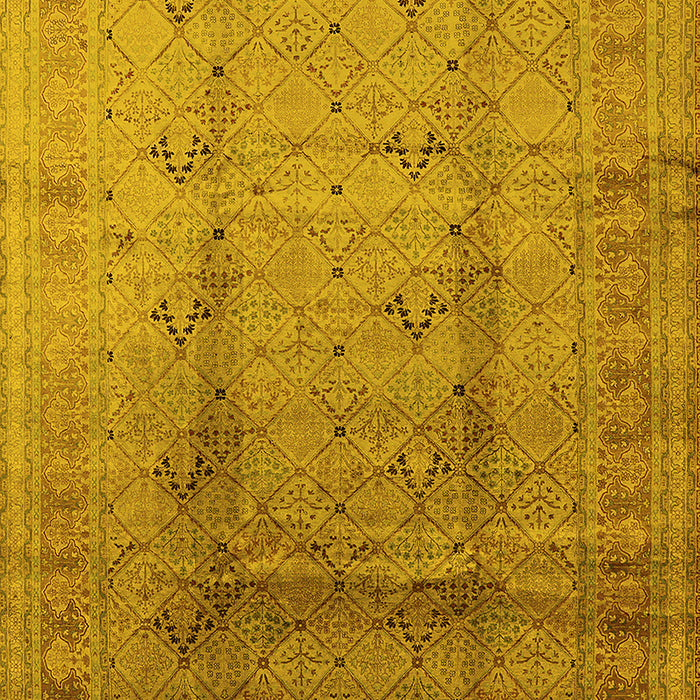 Machine Washable Oriental Yellow Traditional Rug, wshurb1059yw
