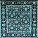 Square Machine Washable Oriental Light Blue Traditional Rug, wshurb1060lblu