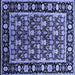 Square Machine Washable Oriental Blue Traditional Rug, wshurb1060blu