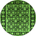 Round Machine Washable Oriental Green Traditional Area Rugs, wshurb1060grn