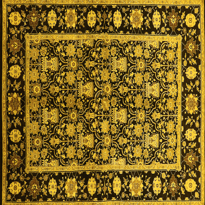 Square Machine Washable Oriental Yellow Traditional Rug, wshurb1060yw