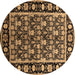 Round Oriental Brown Traditional Rug, urb1060brn