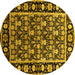 Round Oriental Yellow Traditional Rug, urb1060yw