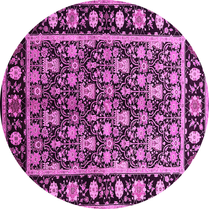 Round Oriental Pink Traditional Rug, urb1060pnk