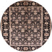 Round Mid-Century Modern Dark Salmon Pink Oriental Rug, urb1060