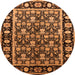 Round Machine Washable Oriental Orange Traditional Area Rugs, wshurb1060org