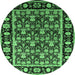 Round Oriental Emerald Green Traditional Rug, urb1060emgrn