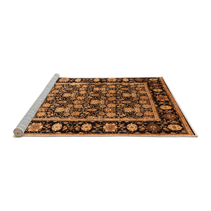 Sideview of Machine Washable Oriental Orange Traditional Area Rugs, wshurb1060org