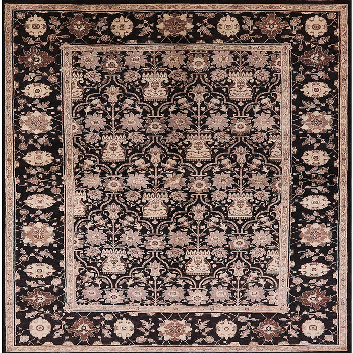 Square Mid-Century Modern Dark Salmon Pink Oriental Rug, urb1060