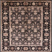 Square Mid-Century Modern Dark Salmon Pink Oriental Rug, urb1060