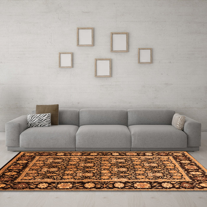 Machine Washable Oriental Orange Traditional Area Rugs in a Living Room, wshurb1060org
