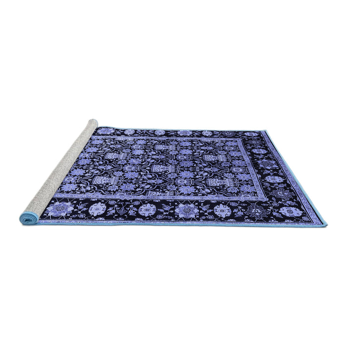Sideview of Machine Washable Oriental Blue Traditional Rug, wshurb1060blu