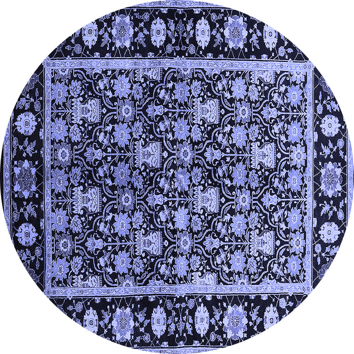 Round Oriental Blue Traditional Rug, urb1060blu
