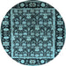 Round Oriental Light Blue Traditional Rug, urb1060lblu