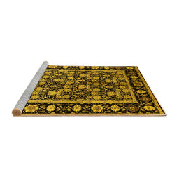Sideview of Machine Washable Oriental Yellow Traditional Rug, wshurb1060yw